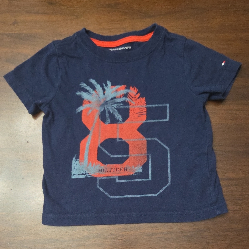 Tommy Hilfiger Kids Navy and Red Graphic Tee - 2T - 100% Cotton